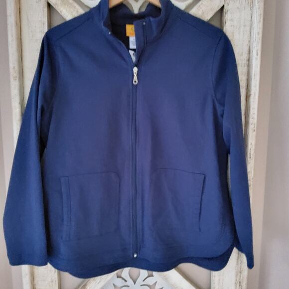 Ruby Rd Women's Casual Twill Pocket Zip-Up Jacket Top in Navy Blue - Picture 5 of 5